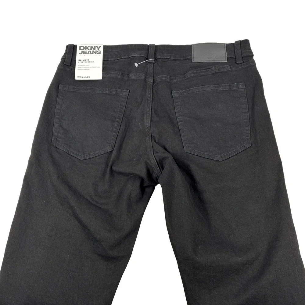 New Mens DKNY Jeans Bedford Slim Black Denim Size 34x29 NWT $79